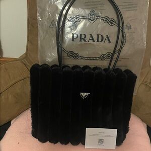 Prada GWP Black Faux fur Shoulder Bag